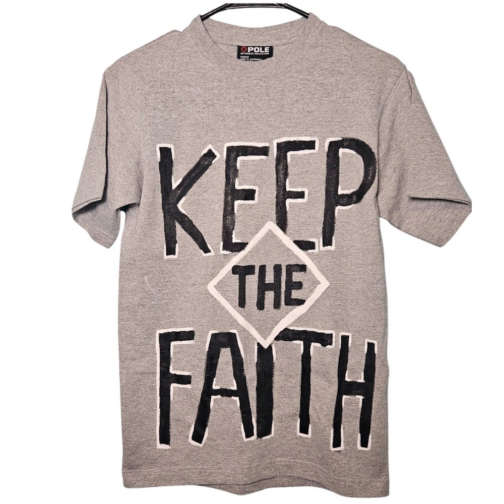 Vintage Y2K Southpole Keep The Faith Gray Painted T Shirt S Hip Hop Streetwear